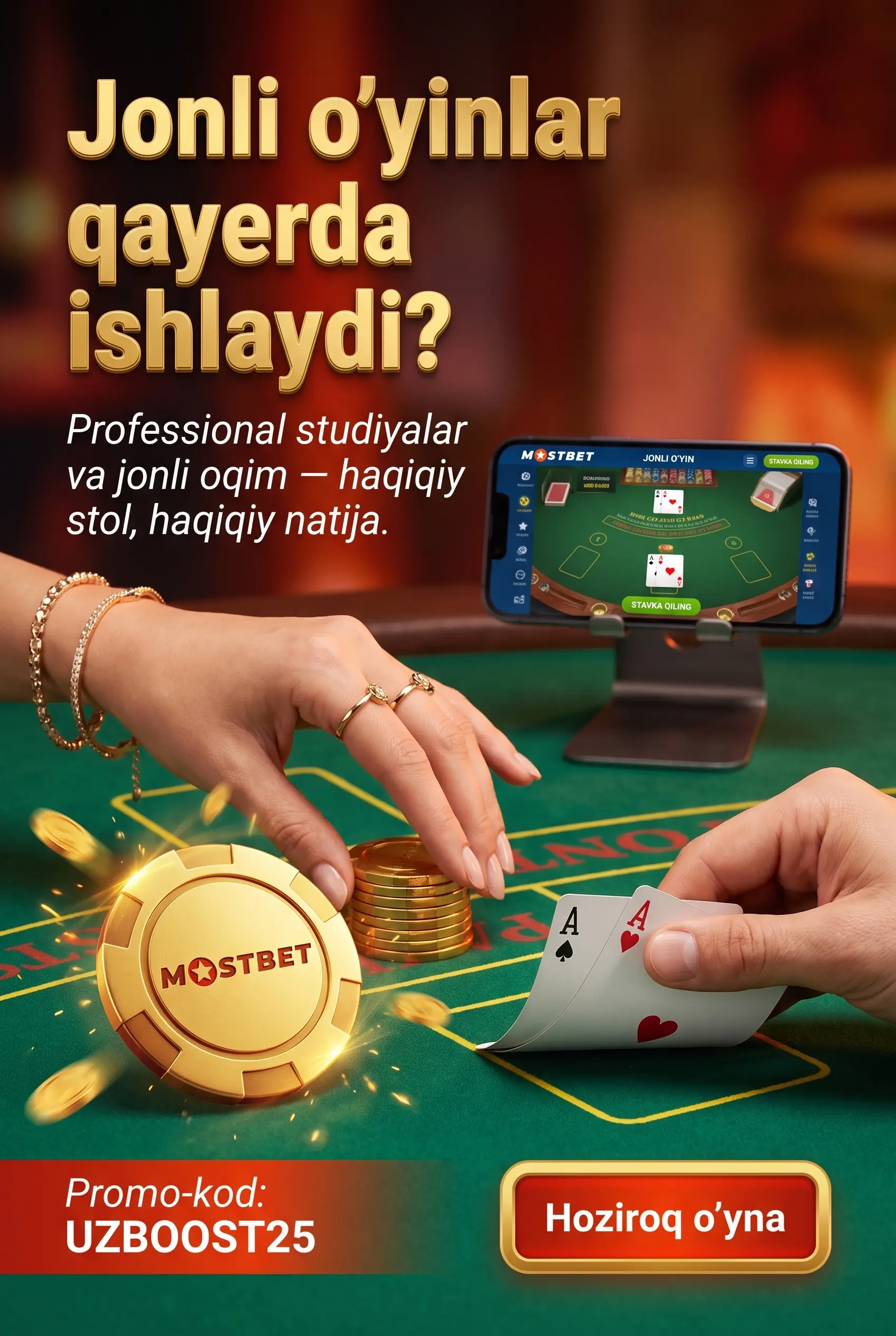Mostbet jonli kazinosida mavjud o'yinlar